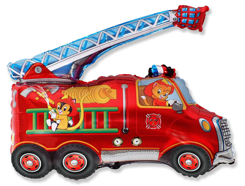FM Шар (32''/81 см) Фигура, Пожарная машина, Красный