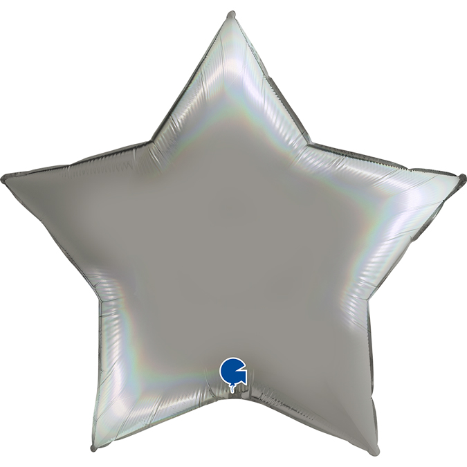 G Шар (18''/46 см) Звезда, Серебро, Голография, 1 шт.