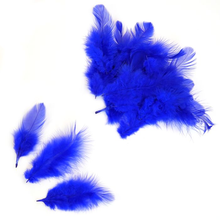 Перья цветные 10 см синие (100 шт.)
