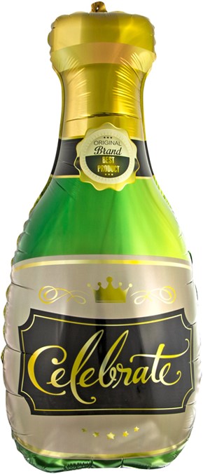 Шар с клапаном (17''/43 см) Мини-фигура, Бутылка Шампанское, 1 шт.
