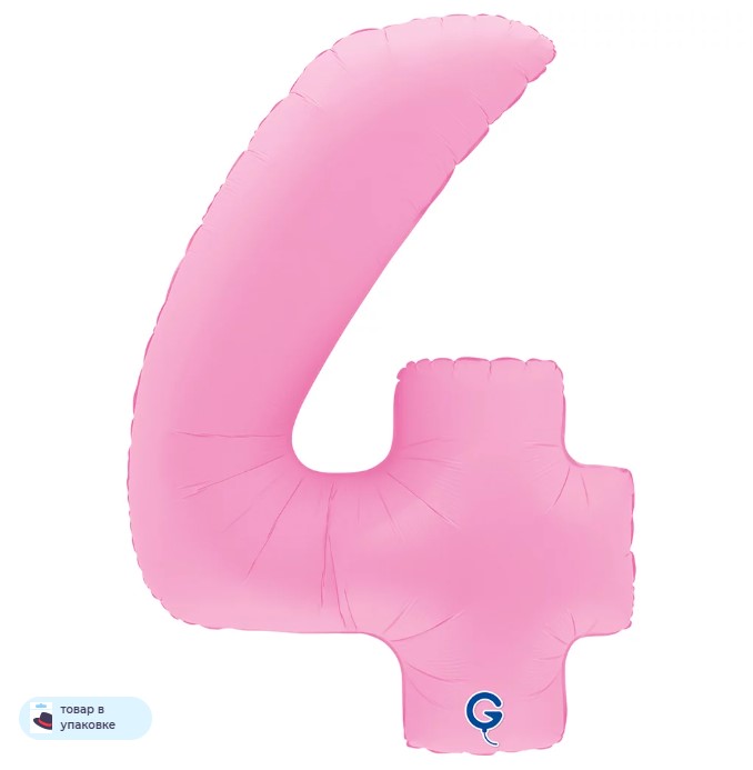 G Шар (40''/102 см) Цифра, 4, Розовая Сакура, Матовый, 1 шт. в уп.