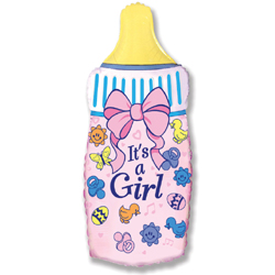 FM Шар (32''/81 см) Фигура, Бутылочка для девочки, Розовый