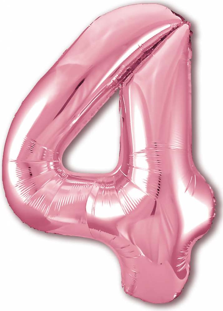 Шар (40''/102 см) Цифра, 4, Slim, Фламинго, в упаковке, Россия