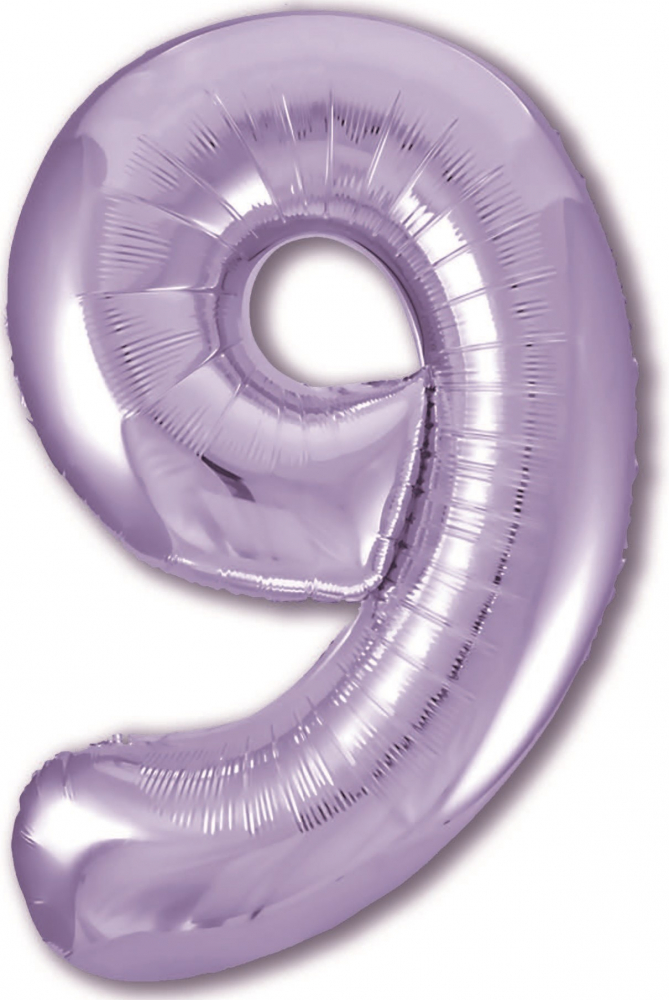 Шар (40''/102 см) Цифра, 9, Slim, Пастельный фиолетовый, в упаковке, Россия