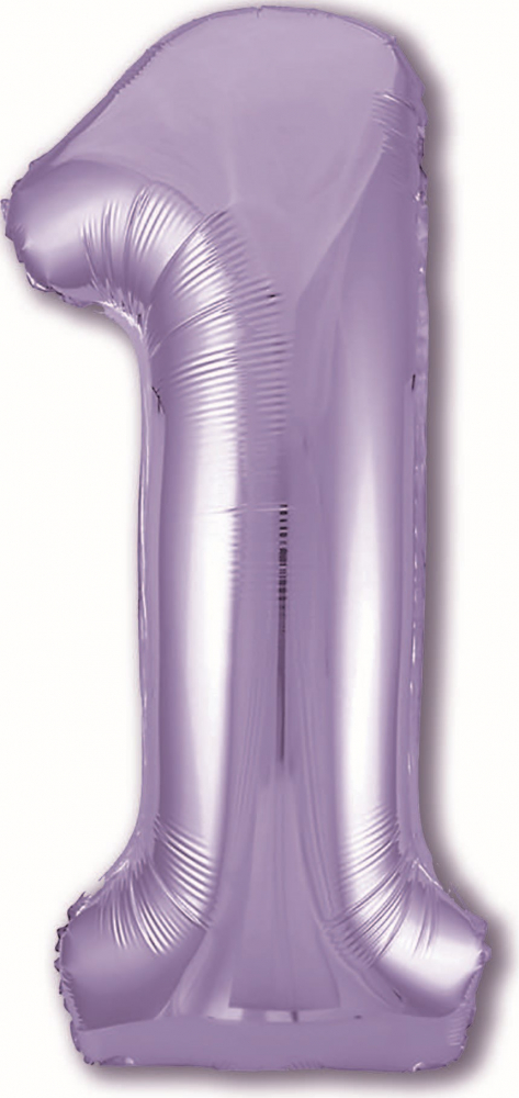 Шар (40''/102 см) Цифра, 1, Slim, Пастельный фиолетовый, в упаковке, Россия