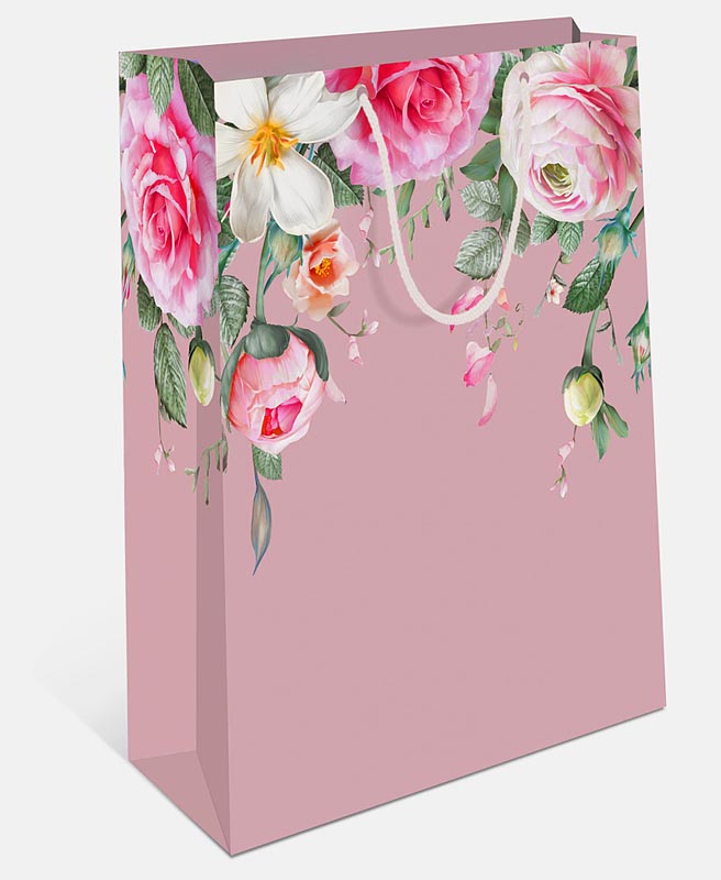 Пакет подарочный, Цветочный каскад, Розовый, 14,5*11,5*6,5 см, 1 шт.