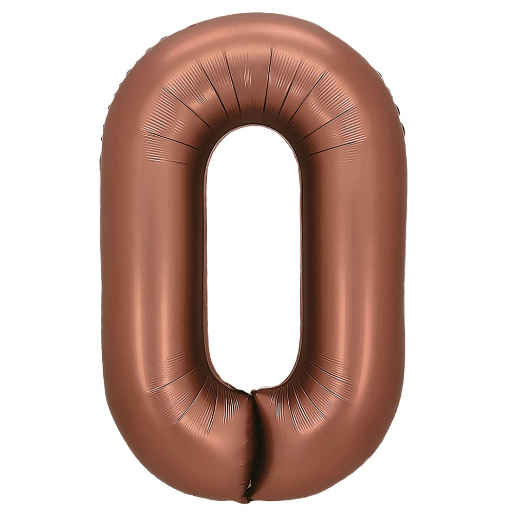 Шар (32''/81 см) Цифра, 0, Шоколадный, 1 шт. в уп.