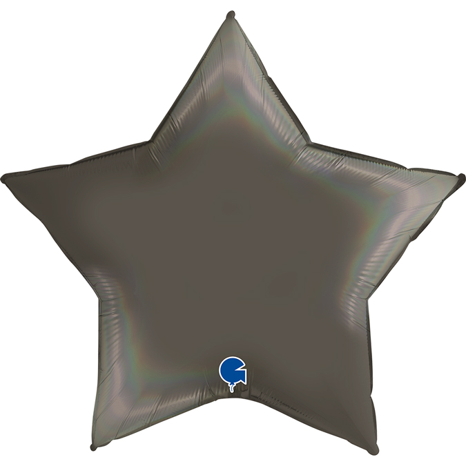 G Шар (18''/46 см) Звезда, Черная платина, Голография, 1 шт.