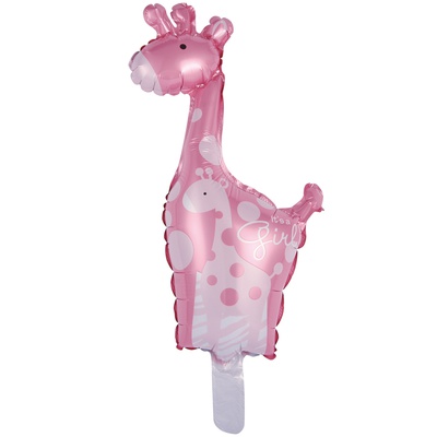 Шар с клапаном (14''/35см) Мини-фигура, Жираф розовый, 1 шт.