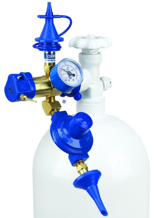 Насадка на баллон с нажимным клапаном, манометром и редуктором (Precision Plus)