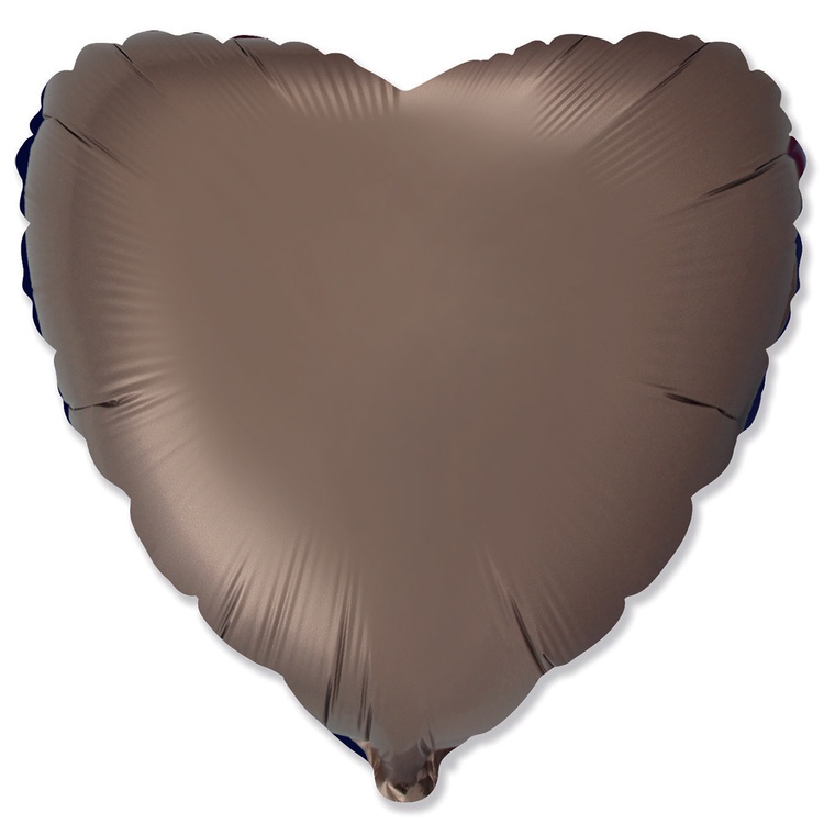 FM Шар (18''/46 см) Сердце, Шоколадный, Сатин, 1 шт.