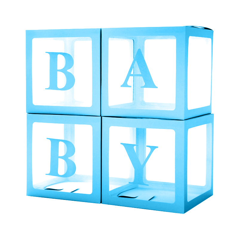 Набор коробок для воздушных шаров Baby, Голубой, 30*30*30 см, в упаковке 4 шт.