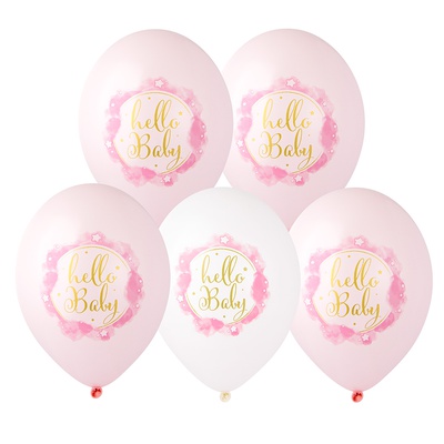 Шар с рисунком 14" Hello Baby Girl 2цв2ст, BELBAL, / 25 шт. /