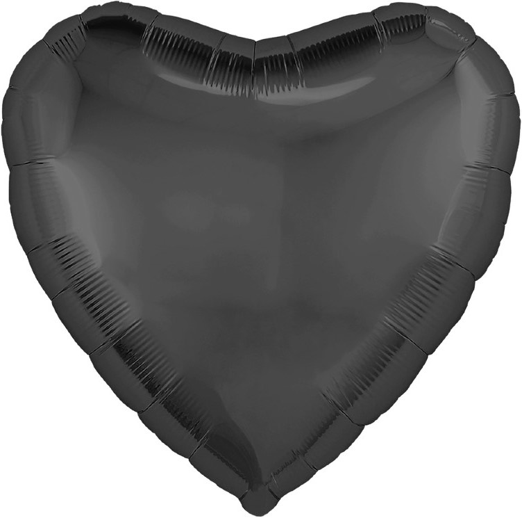 Шар (19''/48 см) Сердце, Графит, 1 шт., Россия