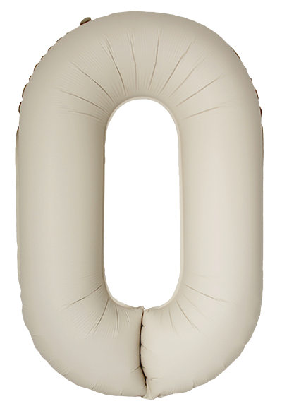 FM Шар (40''/102 см) Цифра, 0 Slim, Кремовый Латте, Матовый, 1 шт. в уп.