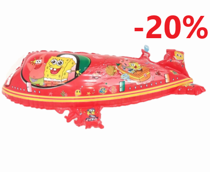 Шар (27''/72 см) Фигура, Дирижабль красный с Губка Боб,Китай