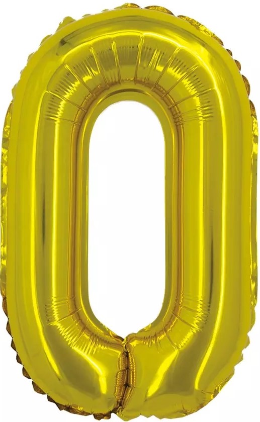 Шар с клапаном (16''/41 см) Цифра, 0, Золото, 1 шт. Китай
