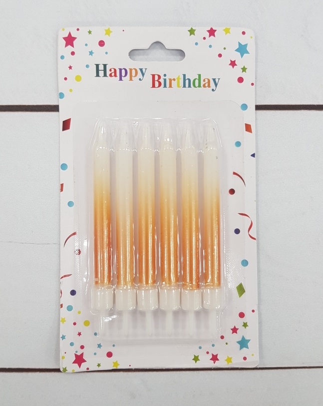 Свечи градиент Медный перламутр/блеск, 6 шт., 8 см