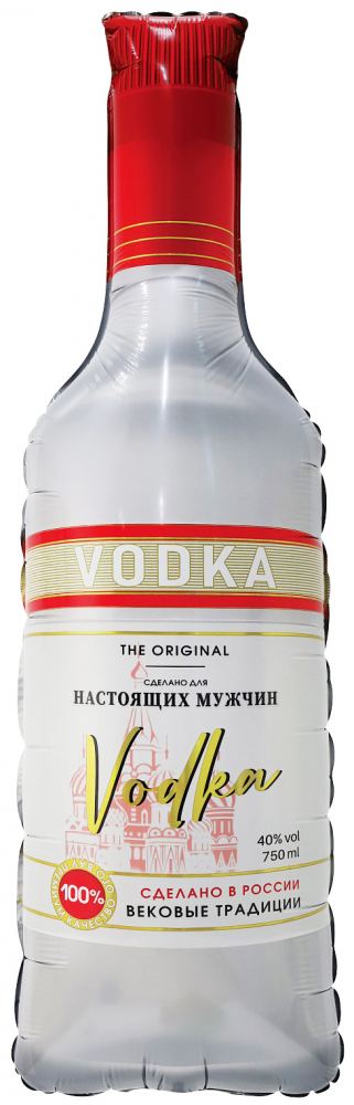 Шар (37''/94 см) Фигура, Бутылка, Водка для настоящих мужчин, 1 шт. в уп.