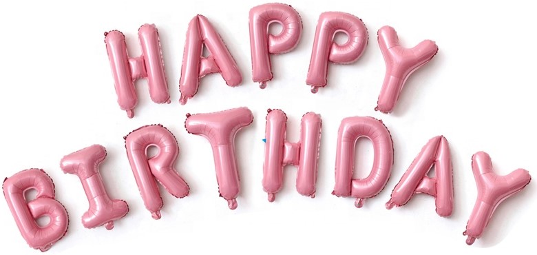 Набор шаров-букв (16''/41 см) , Надпись "Happy Birthday", Розовый, в упаковке 1 шт.