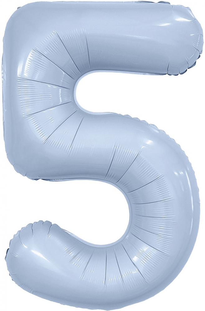 Шар (40''/102 см) Цифра, 5 Slim, Небесный, 1 шт. в уп.