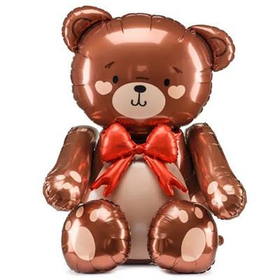 ПД Шар 3D (35"/89см) Фигура Мишка сидячий с бантом
