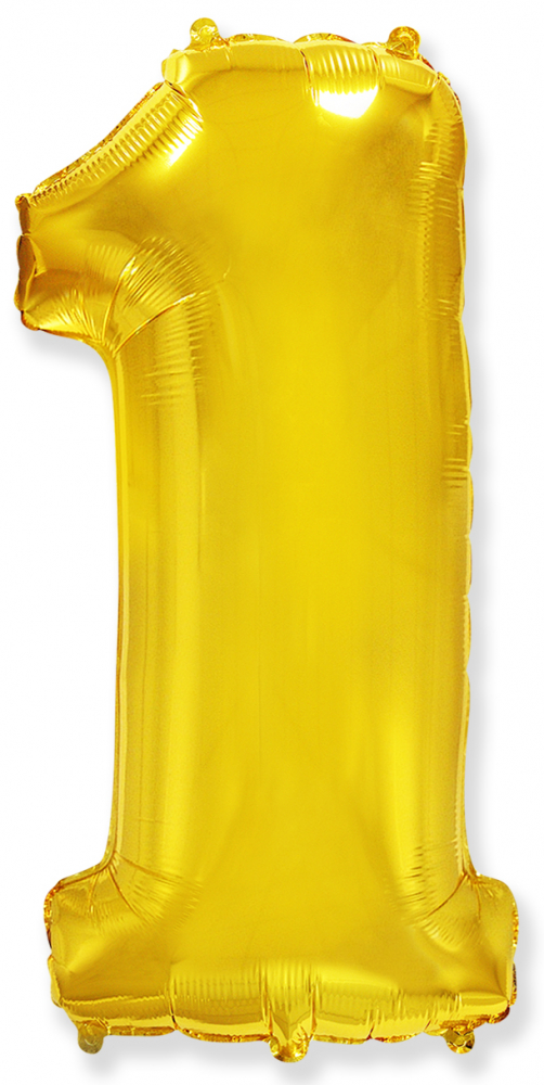 FM Шар (40''/102 см) Цифра, 1, Золото, 1 шт.