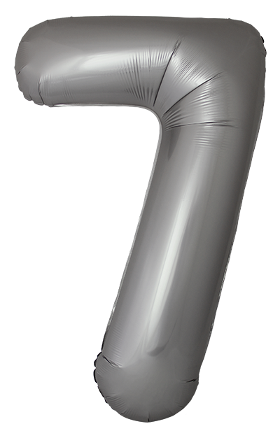 FM Шар (40''/102 см) Цифра, 7 Slim, Лунное Серебро, Матовый, 1 шт. в уп.