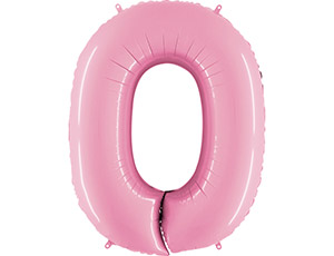 G Шар (40''/102 см) Цифра, 0, Розовый, 1 шт.