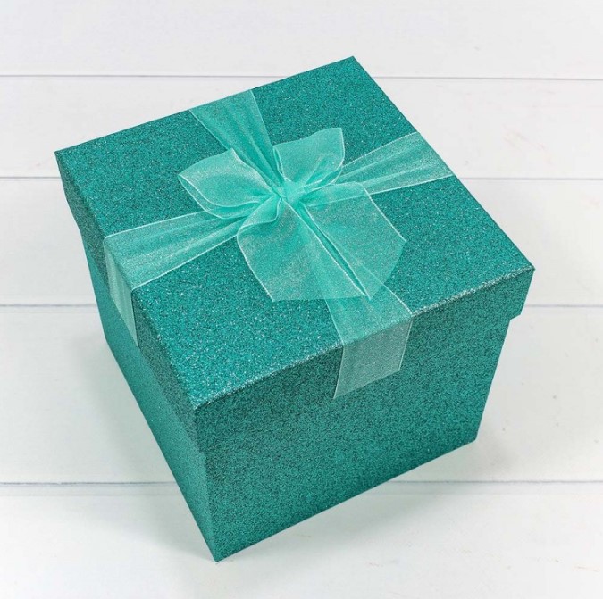 Коробка Куб "Блеск" Бирюзовый, 20*20*18,3 см