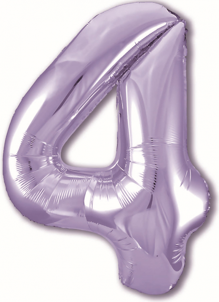 Шар (40''/102 см) Цифра, 4, Slim, Пастельный фиолетовый, в упаковке, Россия