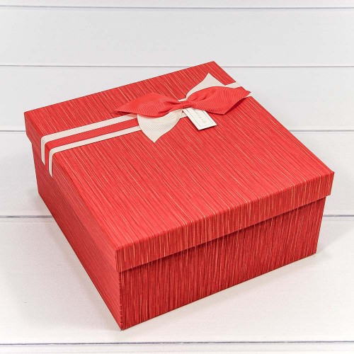 Коробка с бантиком "Best wish for you" Красный 17,5*17,5*8 см
