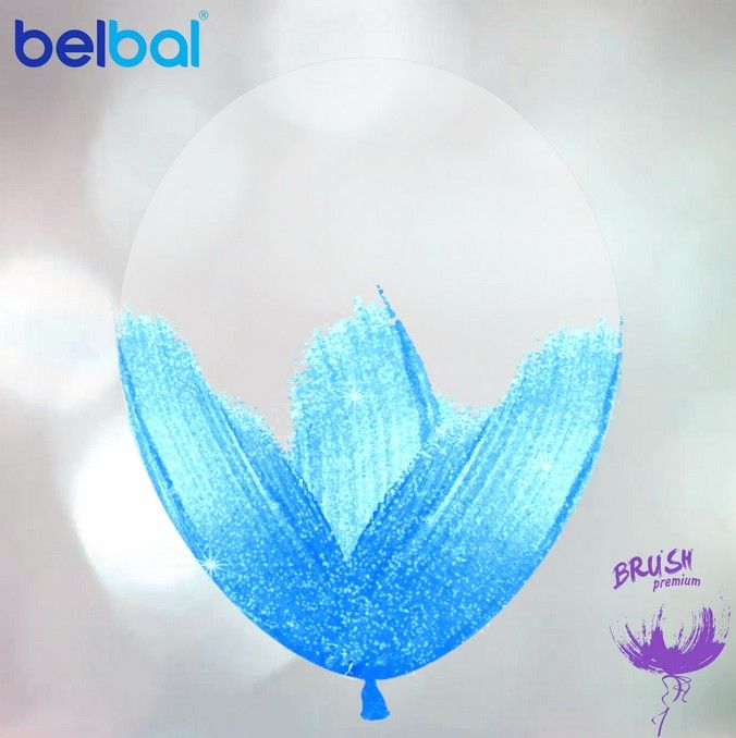 Браш Belbal (14”35 см) Кристалл +голубой/ 5 шт