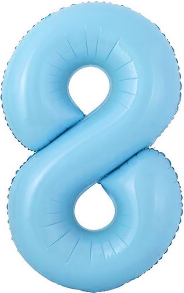 Шар с клапаном (16''/41 см) Мини-цифра, 8, Голубой, 1 шт.