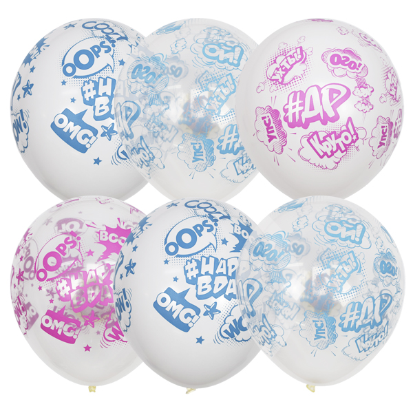 M 12"/30см П+Д WHITE&TRANSPARENT(шелк) 5 ст. рис #ДР 25шт