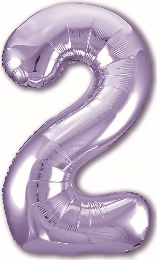 Шар (40''/102 см) Цифра, 2, Slim, Пастельный фиолетовый, в упаковке, Россия