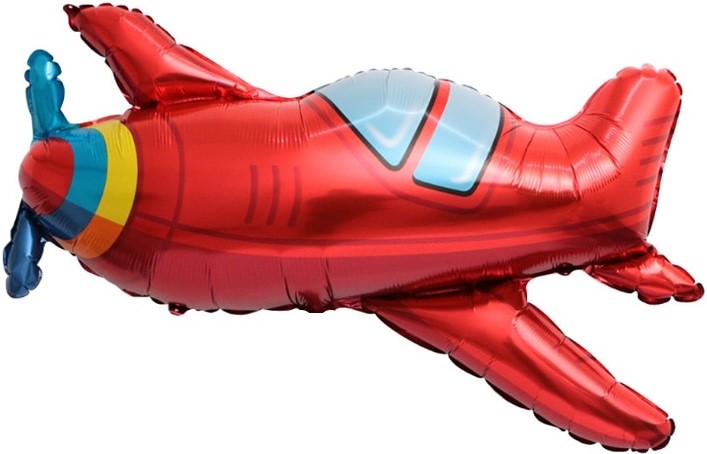 Шар с клапаном (15''/38 см) Мини-фигура, Самолет, Красный, 1 шт.