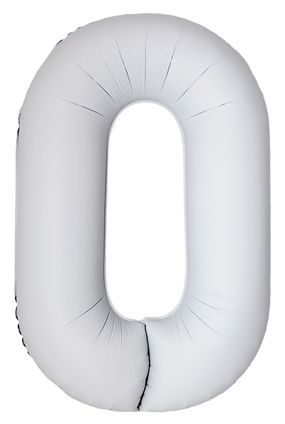 FM Шар (40''/102 см) Цифра, 0 Slim, Белый, Матовый, 1 шт. в уп.