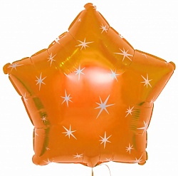 Фольгированный шар (18''/46 см) Звезда, Искры, Оранжевый, 1 шт., CTI