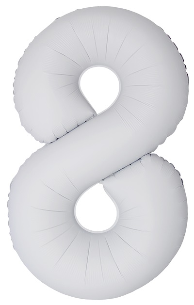 FM Шар (40''/102 см) Цифра, 8 Slim, Белый, Матовый, 1 шт. в уп.