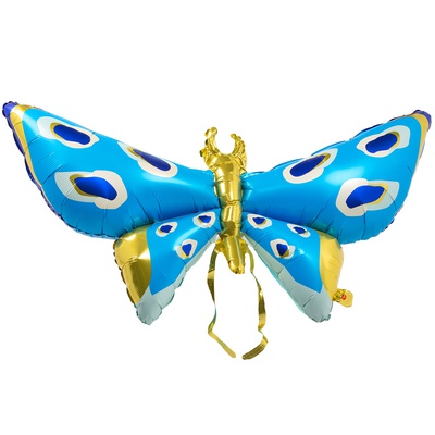 Шар (52''/132 см) Фигура, Бабочка синяя с усиками, 1 шт.