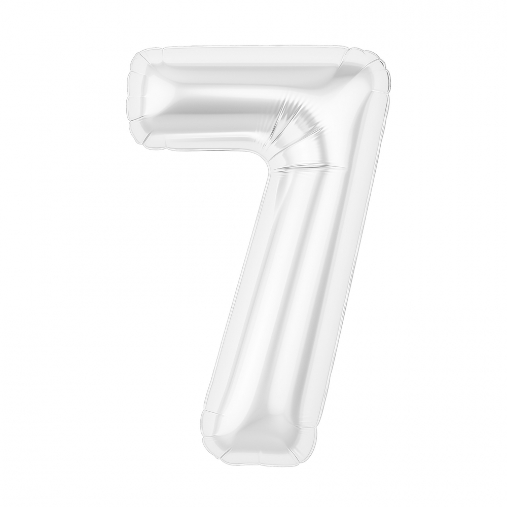 Шар (40''/102 см) Цифра, 7 Slim, Белый блеск, 1 шт. в уп.