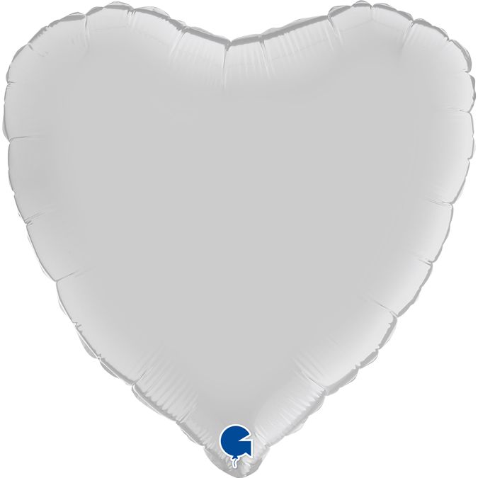 G Шар (18''/46 см) Сердце, Белый, Сатин, 1 шт.