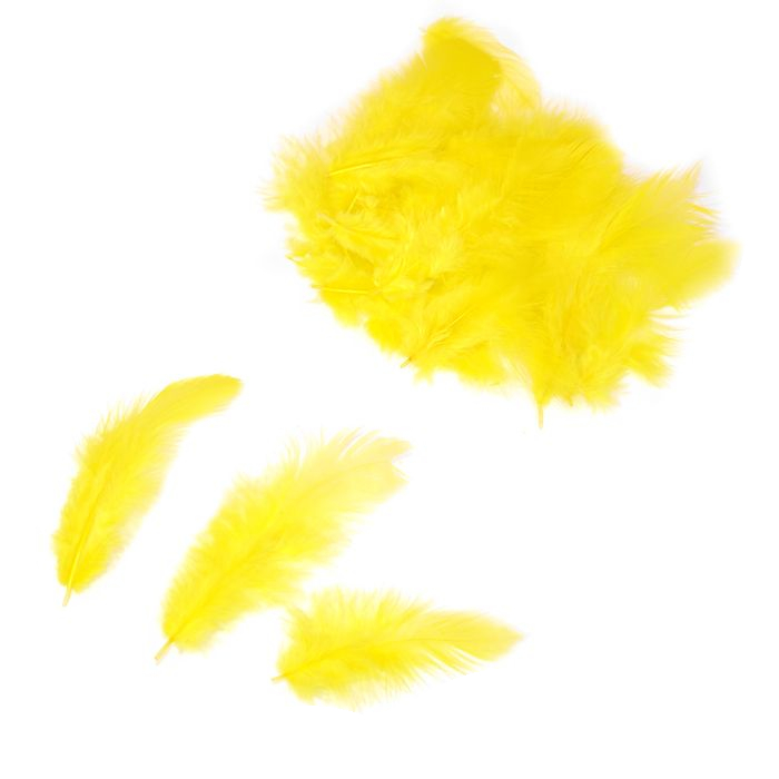 Перья цветные 10 см желтые (100 шт.)