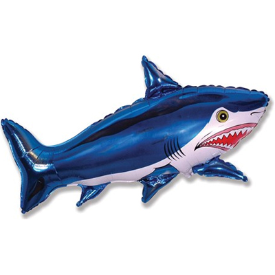 FM Шар (14''/36 см) Мини-фигура, Страшная акула, Синий