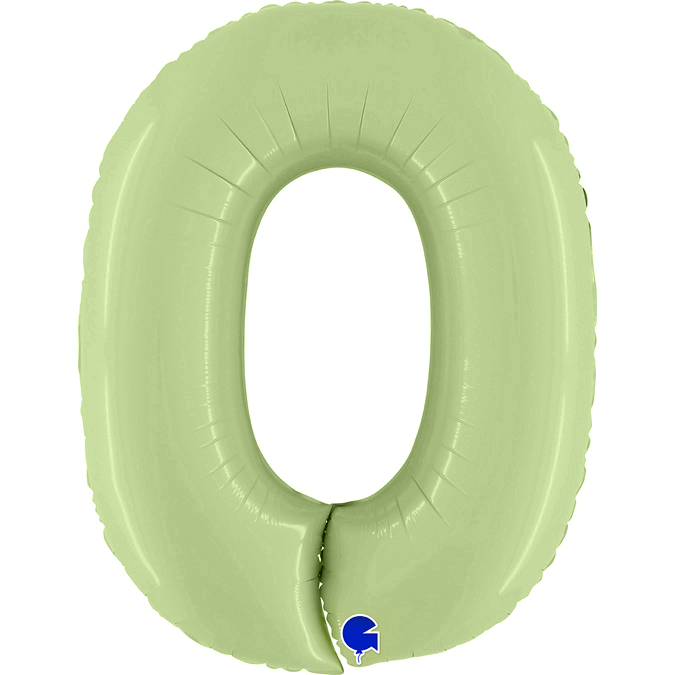 G Шар (40''/102 см) Цифра, 0, Оливковый, Сатин, 1 шт.
