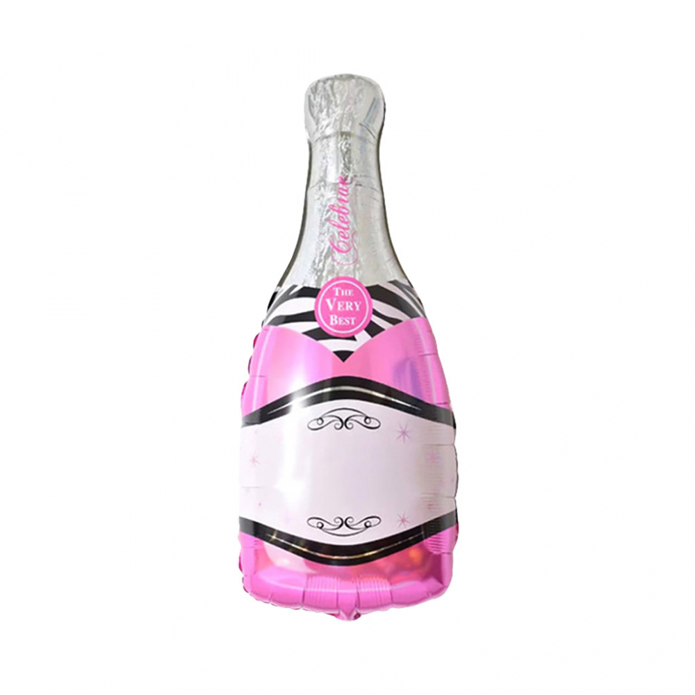 Шар (38"/49х104 см) Фигура, Бутылка шампанского, розовая, Китай