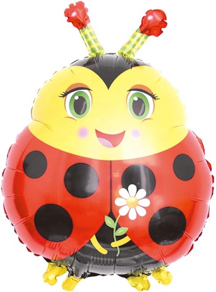 Шар с клапаном (13''/33 см) Мини-фигура, Божья коровка с цветком, 1 шт.
