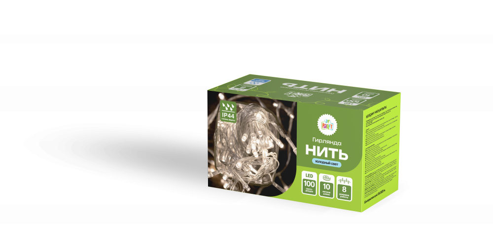 Гирлянда "Нить" JF GN10-100W 10м, 100 LED, IP44, холодный свет