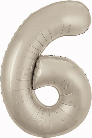 Шар (40''/102 см) Цифра, 6 Slim, Кремовый, Сатин, 1 шт.